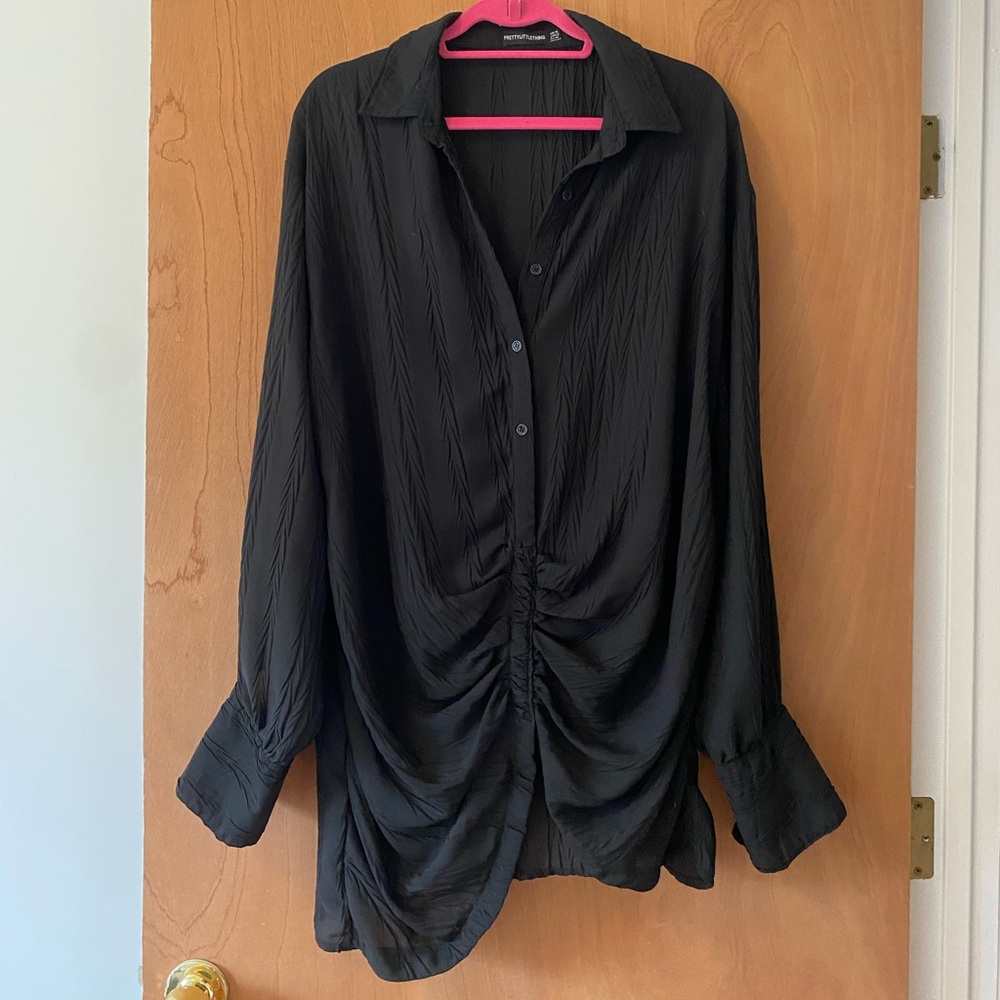 PrettyLittleThing Elegant Black Ruched Mini Dress
